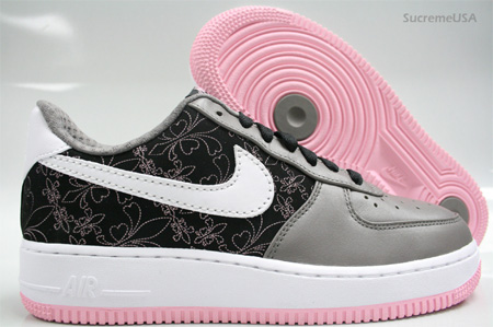 gray and pink air force ones
