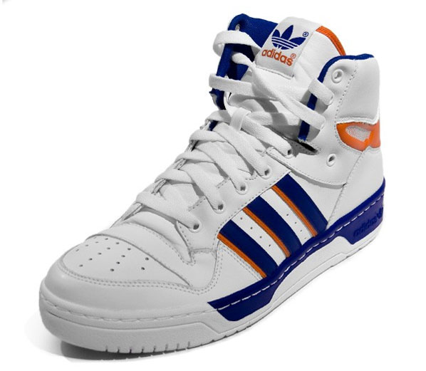 blue and white high top adidas