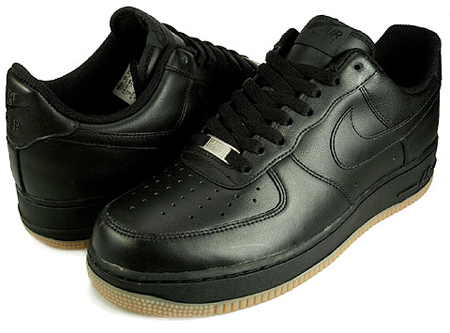 air force 1 black and gum sole