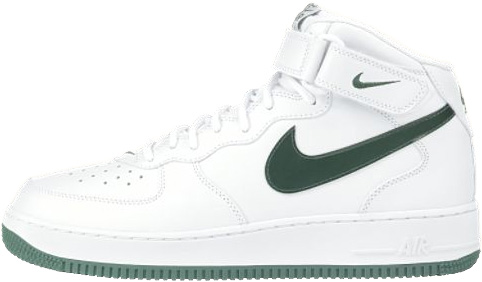 white nike shoes with green swoosh