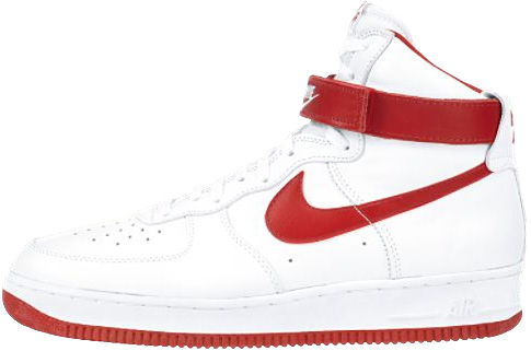 red and white high top air force ones