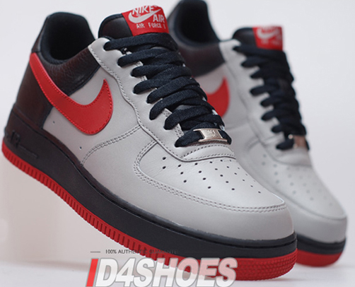 red and gray air force ones