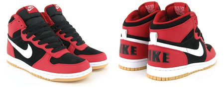 red black and white high top nikes