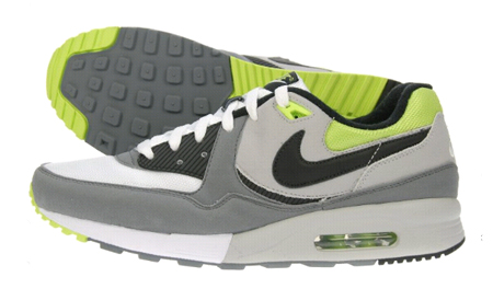 neon green and gray nike shoes