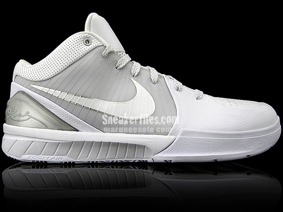 Nike Zoom Kobe IV (4) - White / White - Metallic Silver- SneakerFiles