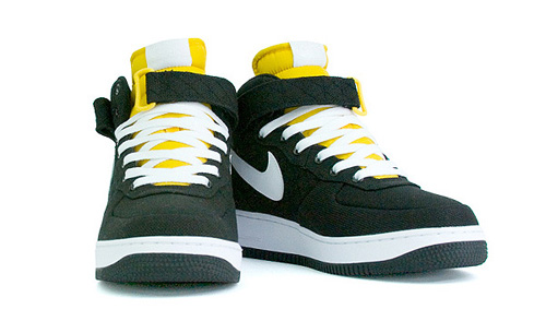 black and yellow high top forces