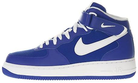 blue and white high top nikes