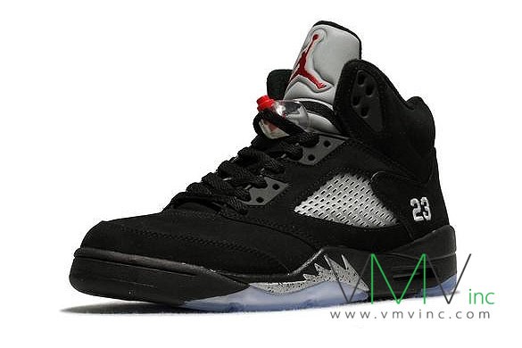 air jordan retro 5 black metallic silver for sale