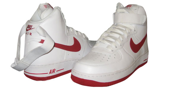 nike air force 1 high top red and white