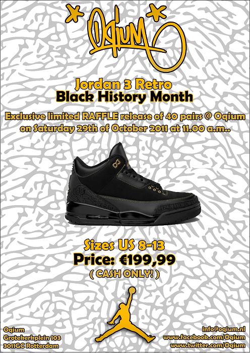 Air Jordan III (3) Retro Black History Month Raffle Release at Oqium |  SneakerFiles