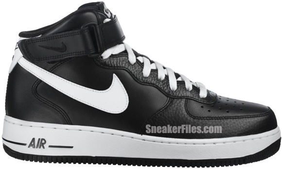 black and white nike air force 1 mid