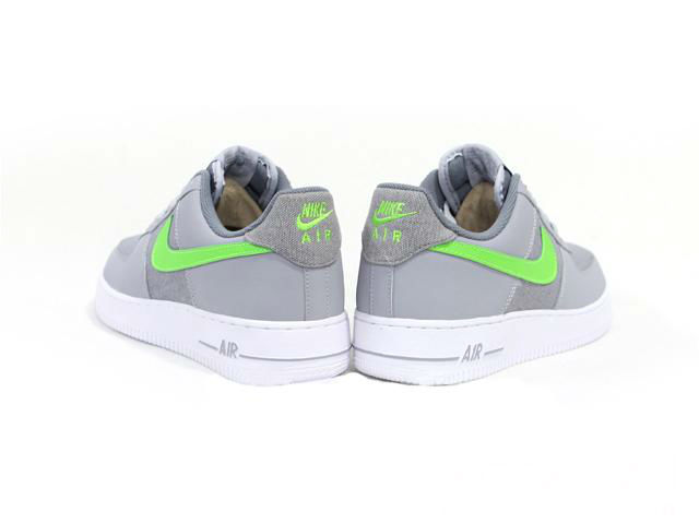 grey and neon green air force ones