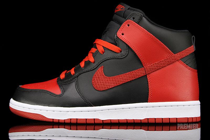 nike dunks high red and black
