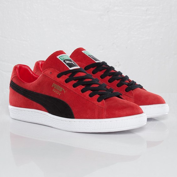 puma suede with ribbon