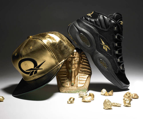 reebok question mid black and gold