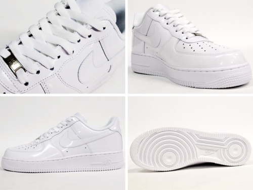 all white patent leather air force ones