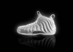 nike foamposite silver and white