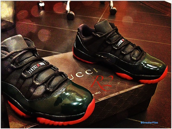 Shoes, Custom Gucci Jordans 11 Space Jams