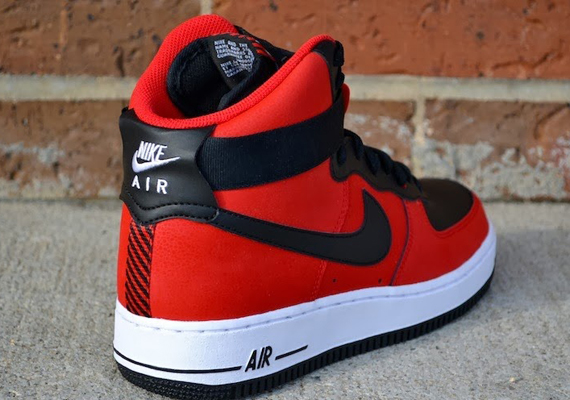 black and red high top air force ones