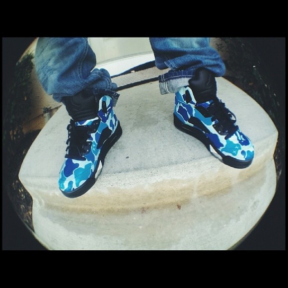 blue camo sneakers