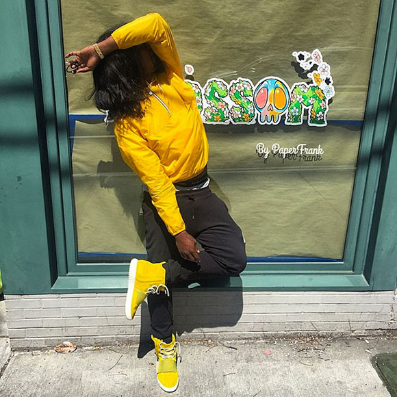Trinidad James Wears Yellow adidas Yeezy 750 Boost on Easter- SneakerFiles