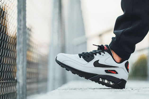 Nike Air Max 90 Essential Grey Black Red | SneakerFiles