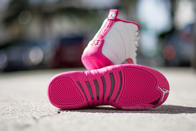 pink and white jordan 12