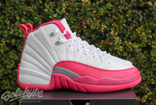 pink and white jordan 12