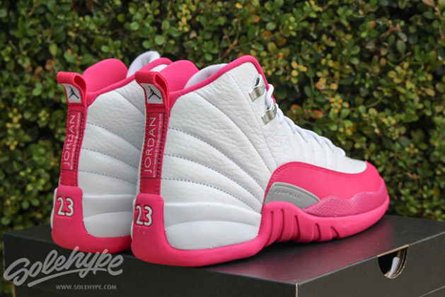 pink and white jordan 12