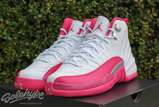 pink and white jordan 12