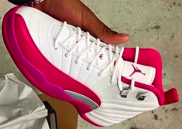 pink and white jordan 12