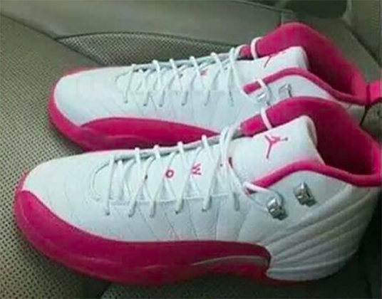 pink and white jordan 12