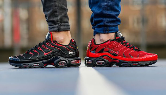 nike air max plus womens red and black