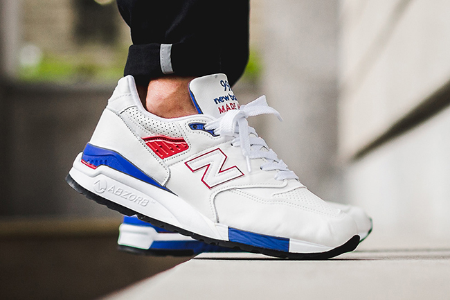 red white and blue new balance shoes