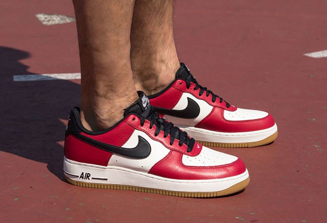 nike air force 1 red swoosh gum sole