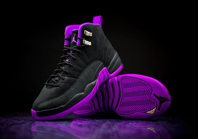 black and purple jordans 12