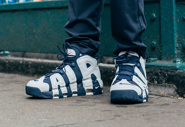 air more uptempo olympic on feet
