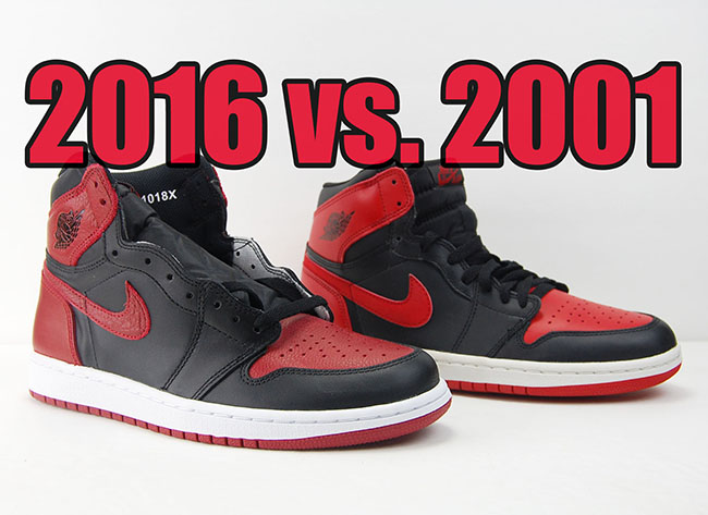 2001 vs 2016 Air Jordan 1 Bred Banned Comparison | SneakerFiles