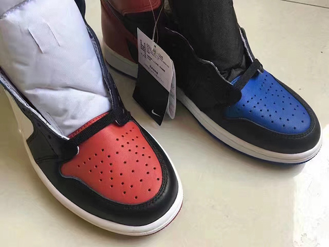 two different colored jordans