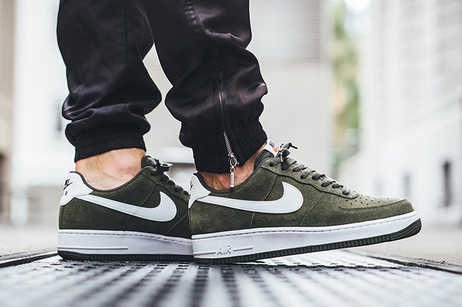 khaki and white air force ones