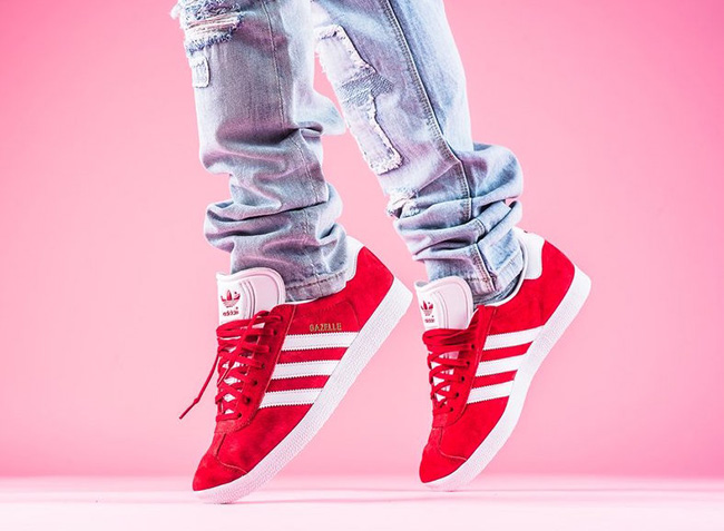 adidas gazelle red and white