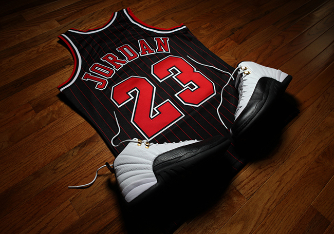 michael jordan black jersey pinstripe