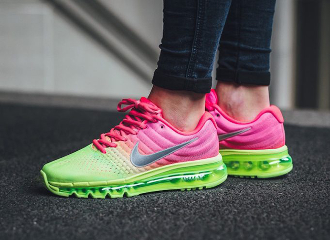 green and pink sneakers