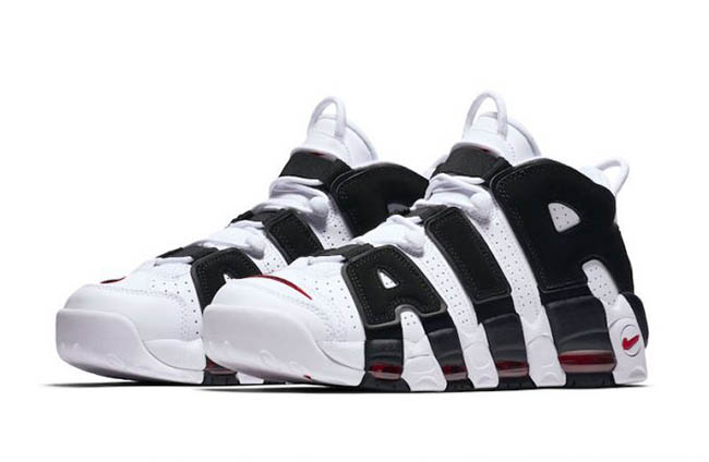 nike air uptempo black white and grey