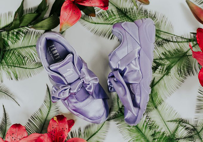 purple fenty bow sneakers