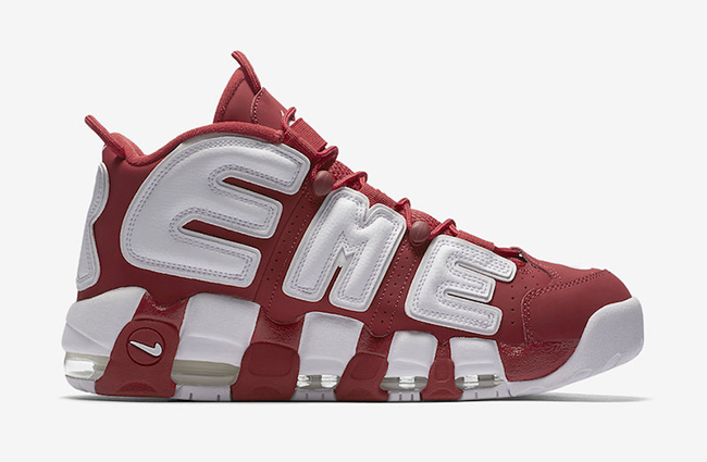 nike air more uptempo x supreme red basketball shoes