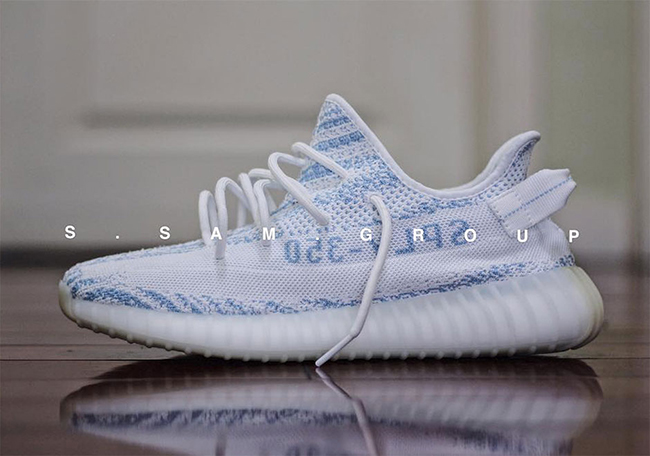 light blue and white yeezys
