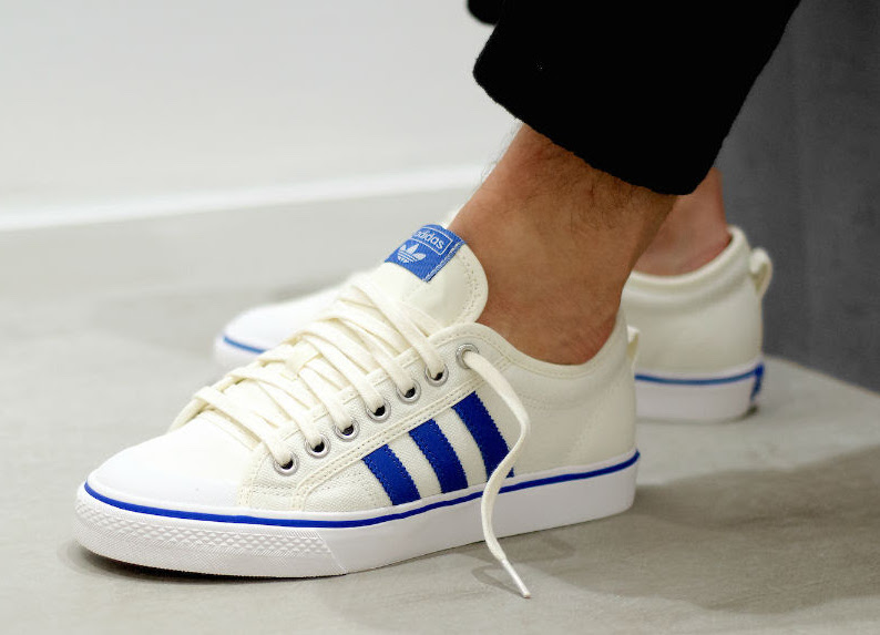 adidas white blue sneakers