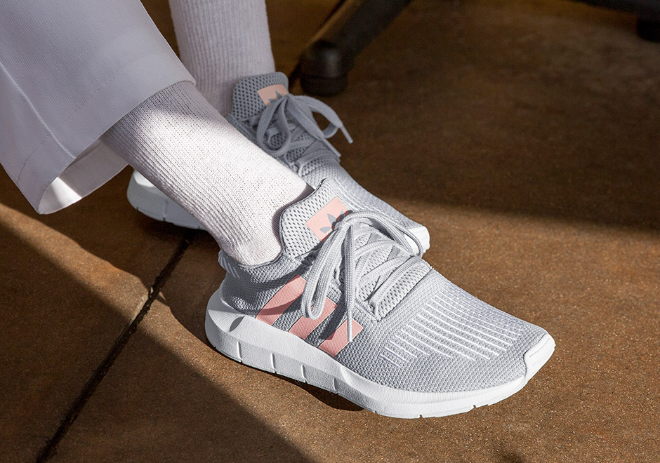 grey and pink adidas swift run