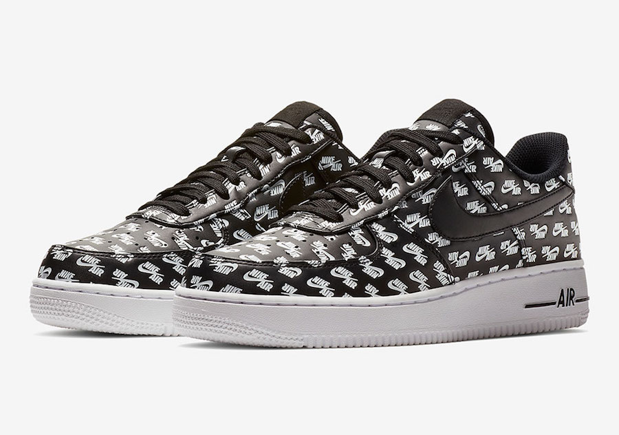 air force 1 low all over logo black